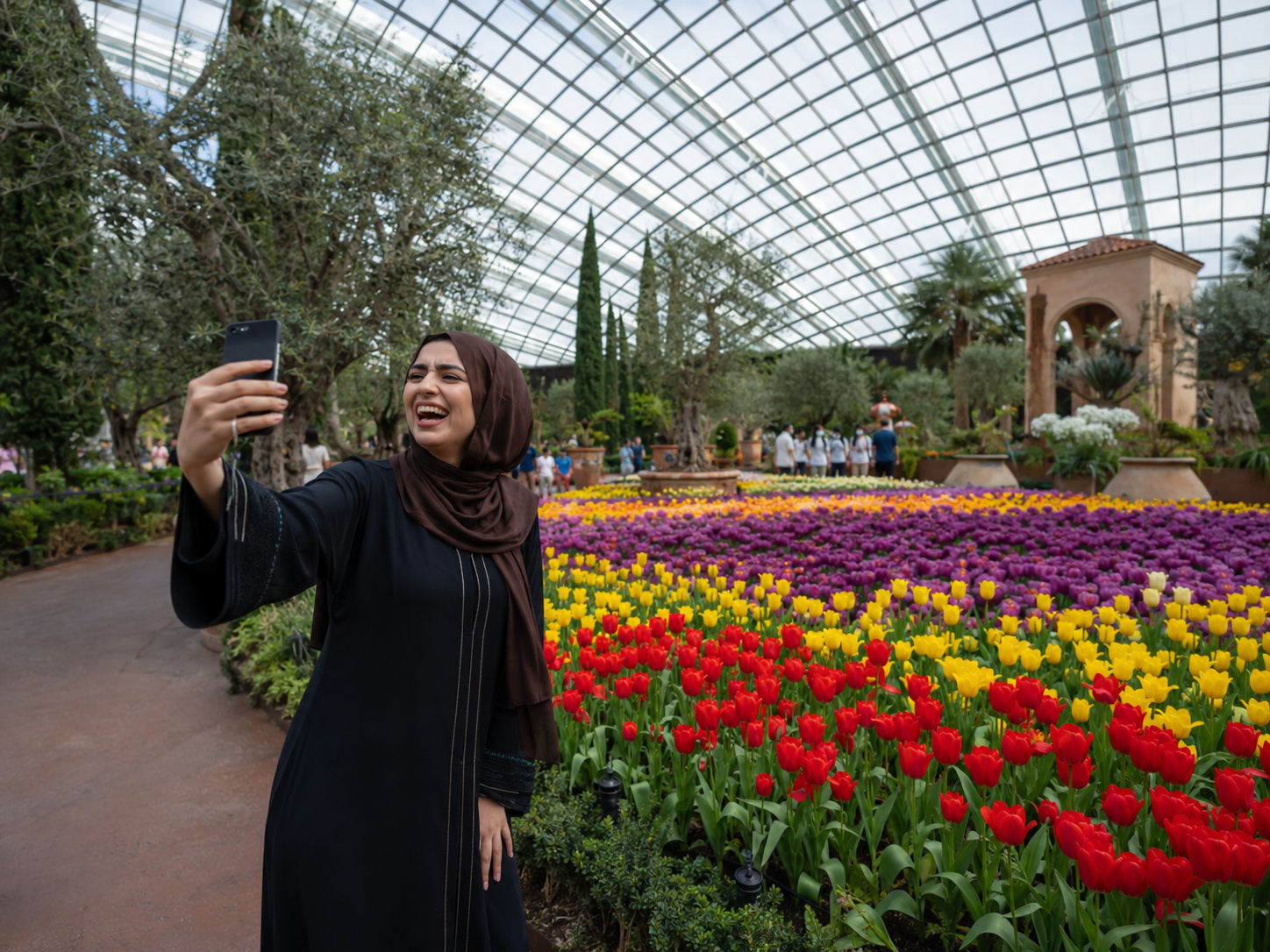 Flower Dome at Gardens by the Bay — colourful Mediterranean floral display under the glass dome